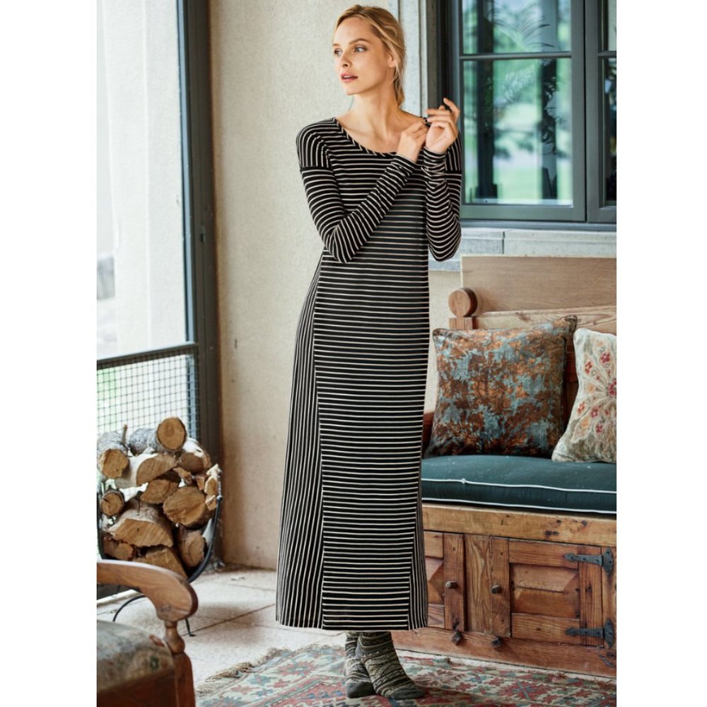 Peruvian Connection M Annies Striped Casual Cozy Maxi Dress